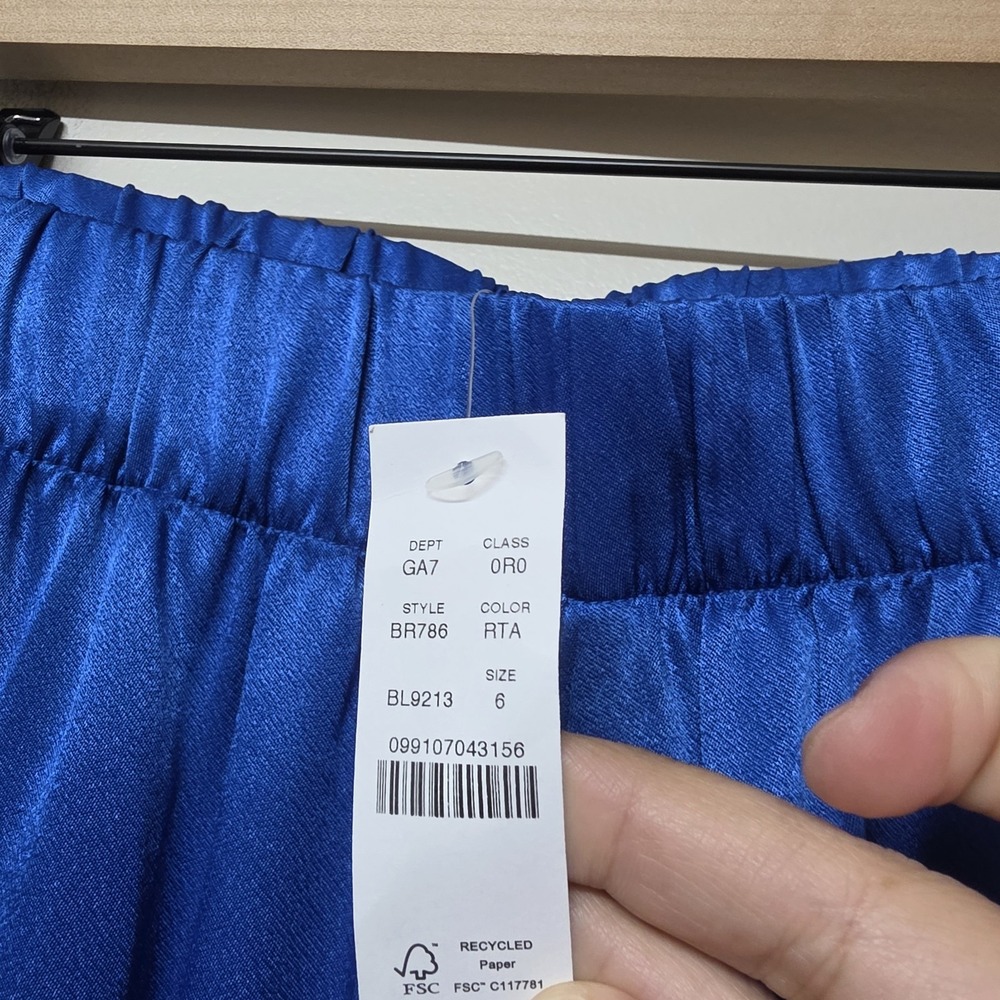J. Crew Collection Astrid Wide-leg Pant in Luster Crepe Royal Blue NWT Size 6 - Picture 5 of 7